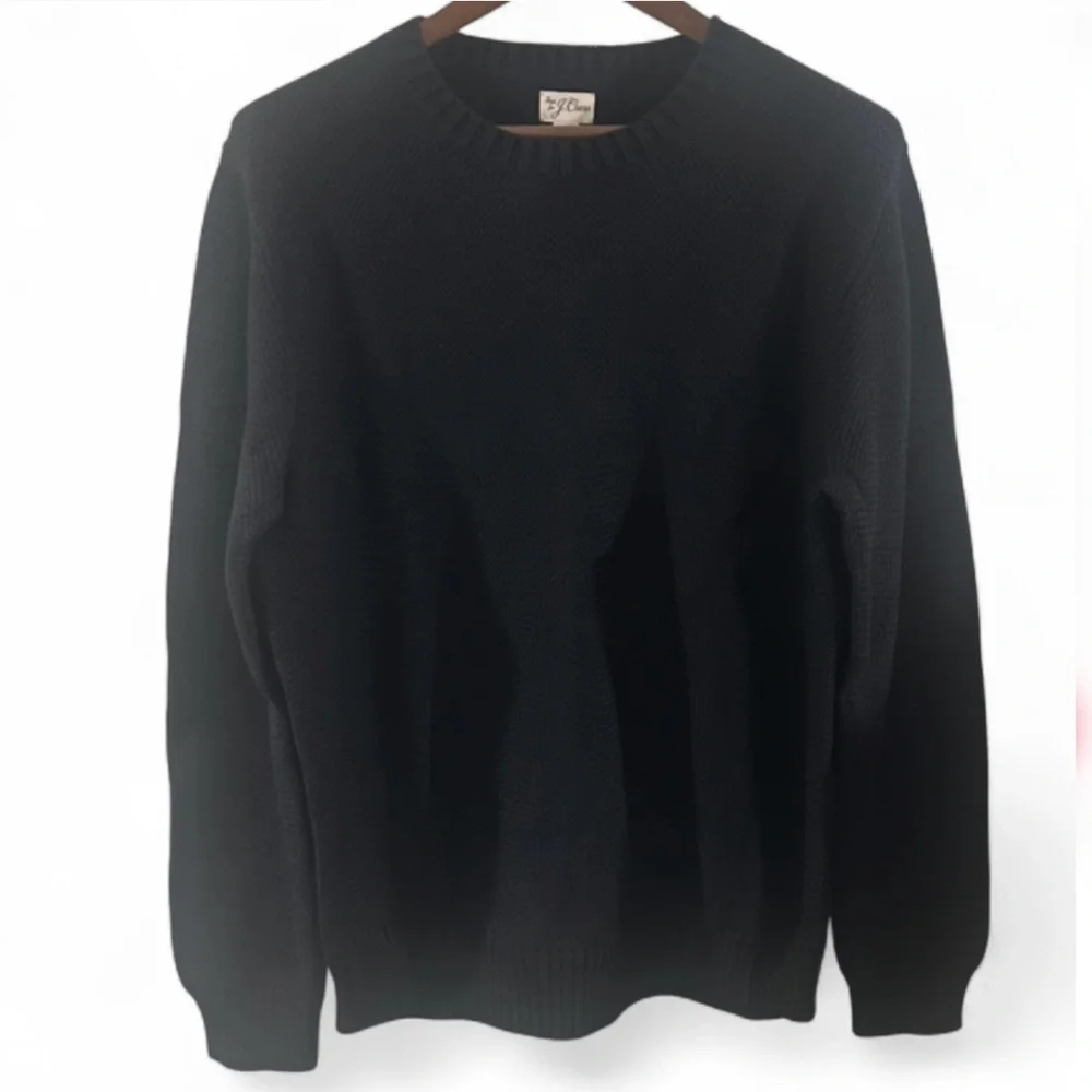 J. Crew Black Basket-Stitch Crewneck Sweater Size Men’s Large (NWT)